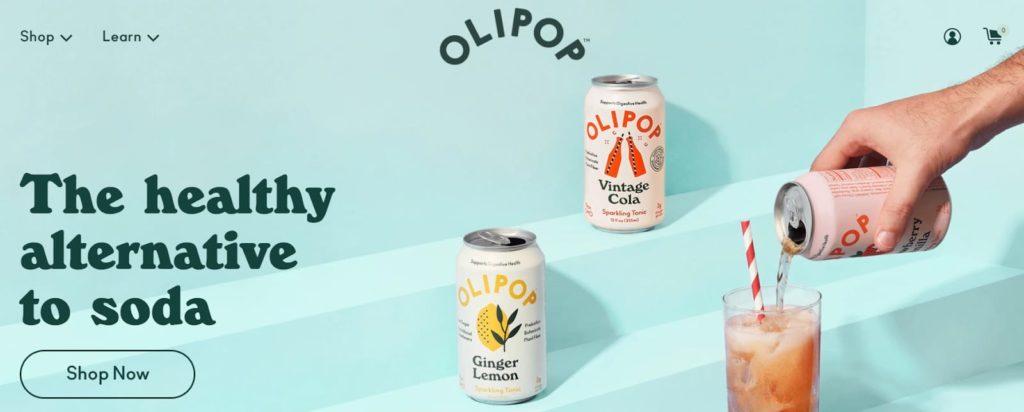 Olipop's homepage on desktop