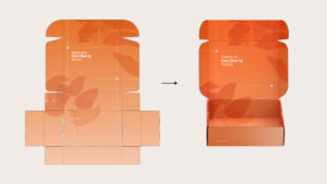 Orange custom mailer box dieline layout