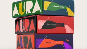 Stacked colorful seasonal product subscription boxes