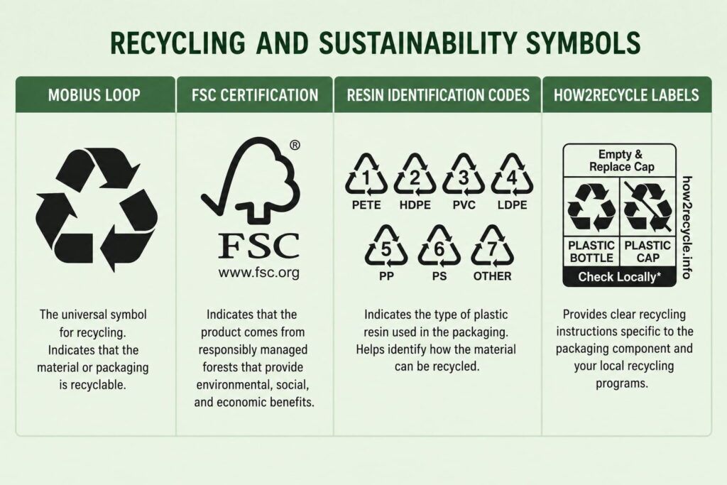 recycling and sustainability symbols